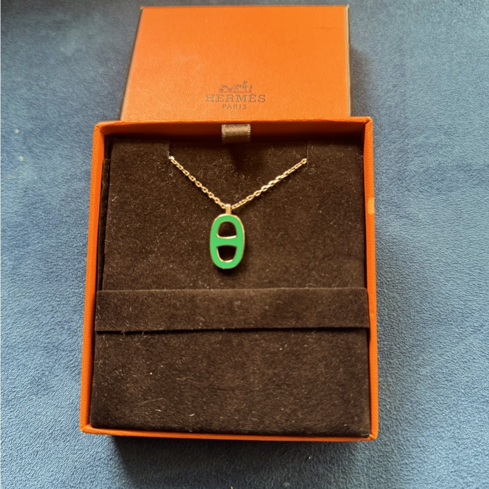 Hermes Farand Necklace Rose Colored Green Rare